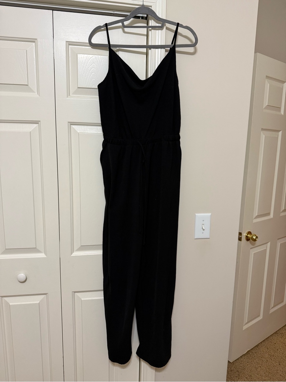 Gilli Black Cowl-Neck Spaghetti Strap Jumpsuit